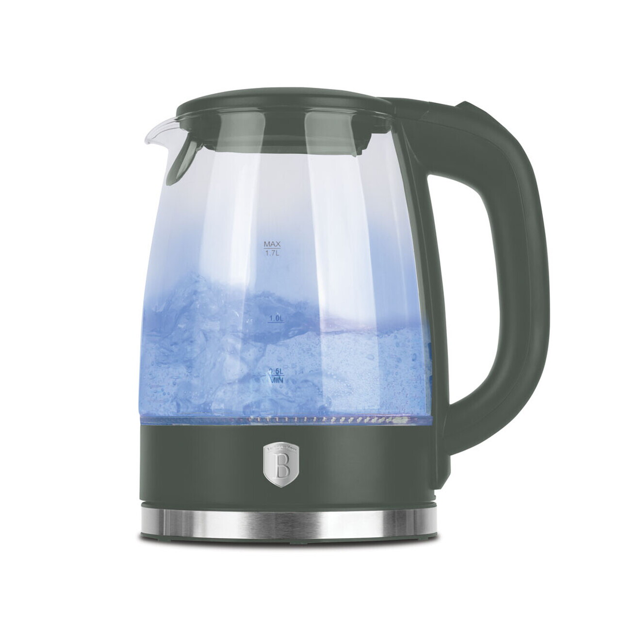 Ceainic electric Berlinger Haus, Matte Green, 1.7 L, sticla borosilicata, verde mat/transparent - imagine 4